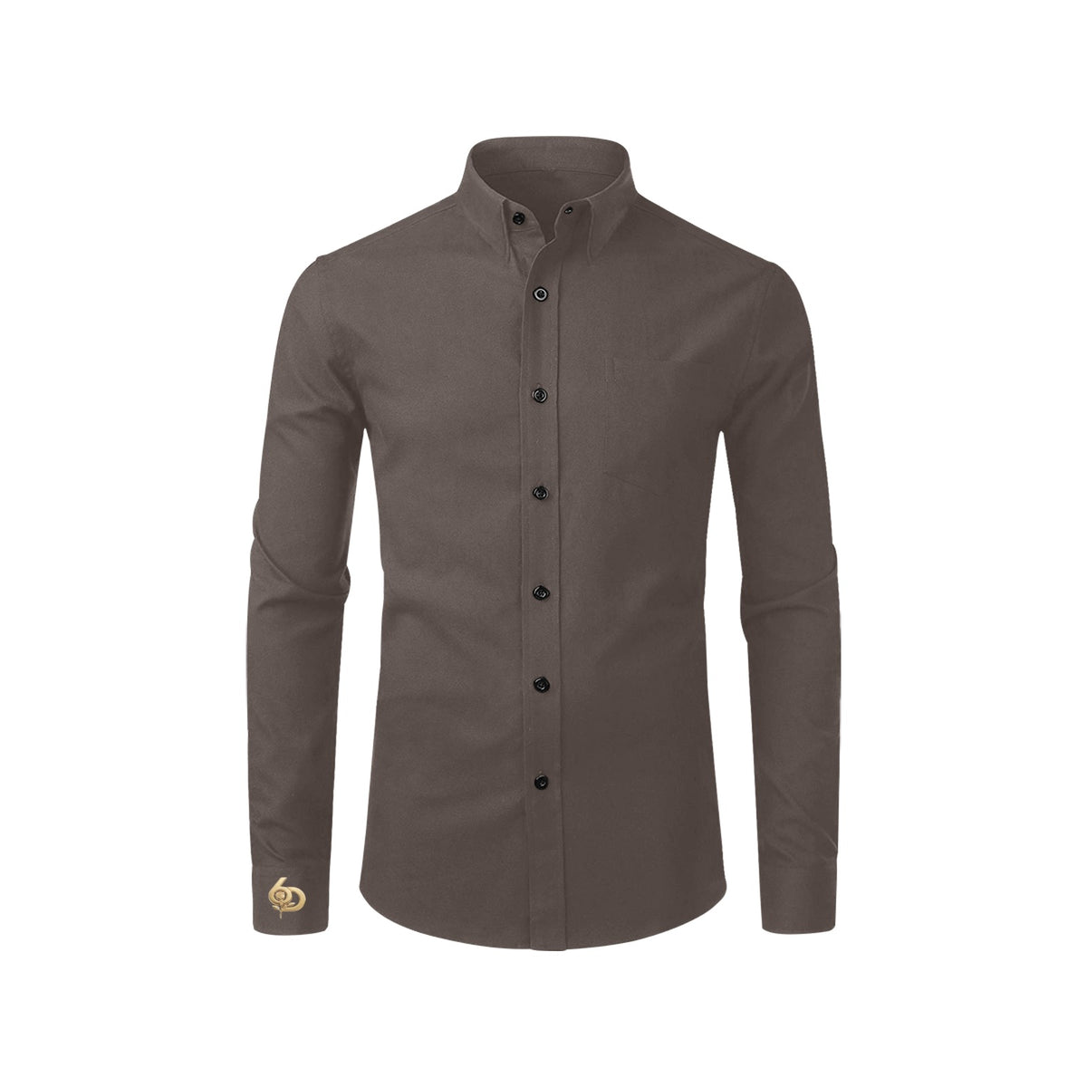 Men's Espresso Mocha Accent Long Sleeve Button-Down Shirt
