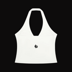 Women’s Ruched Halter Yoga Tank Top white