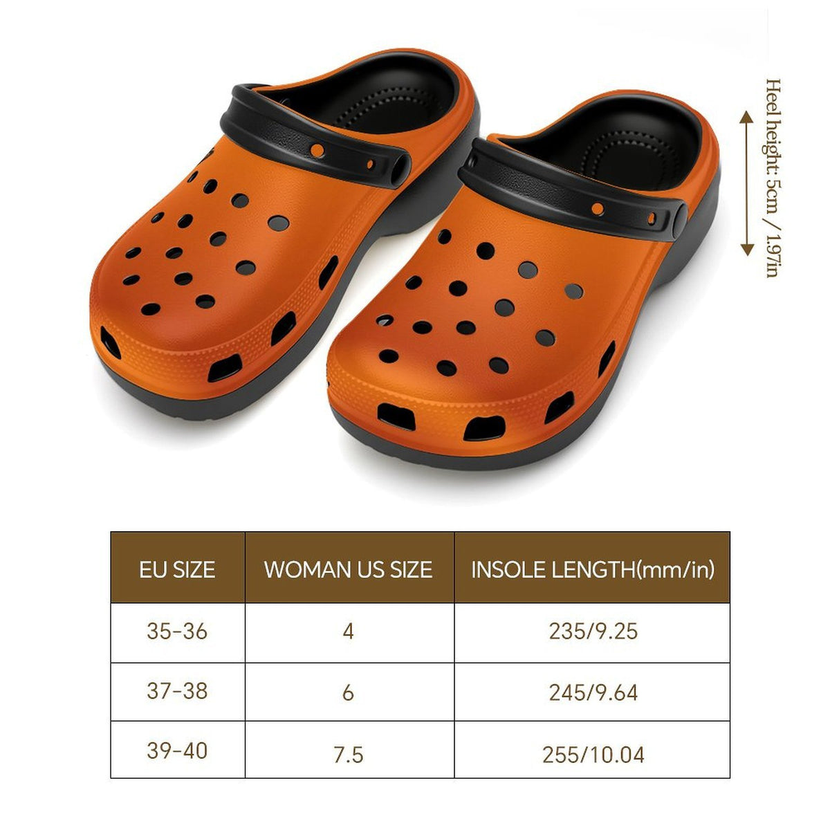 6Deep Orange Pop High-Heeled Clogs