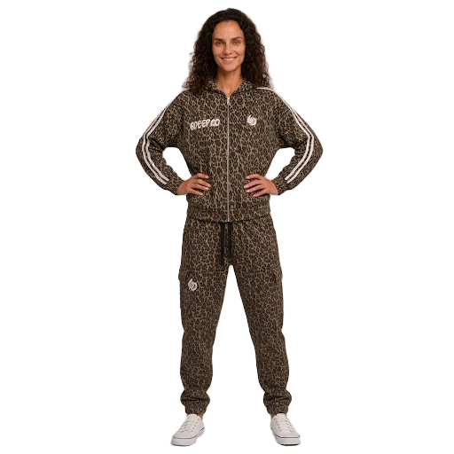 Certified Leopard Baddie  Full Zip Hoodie     (Shop The look Joggers Sold Separately)