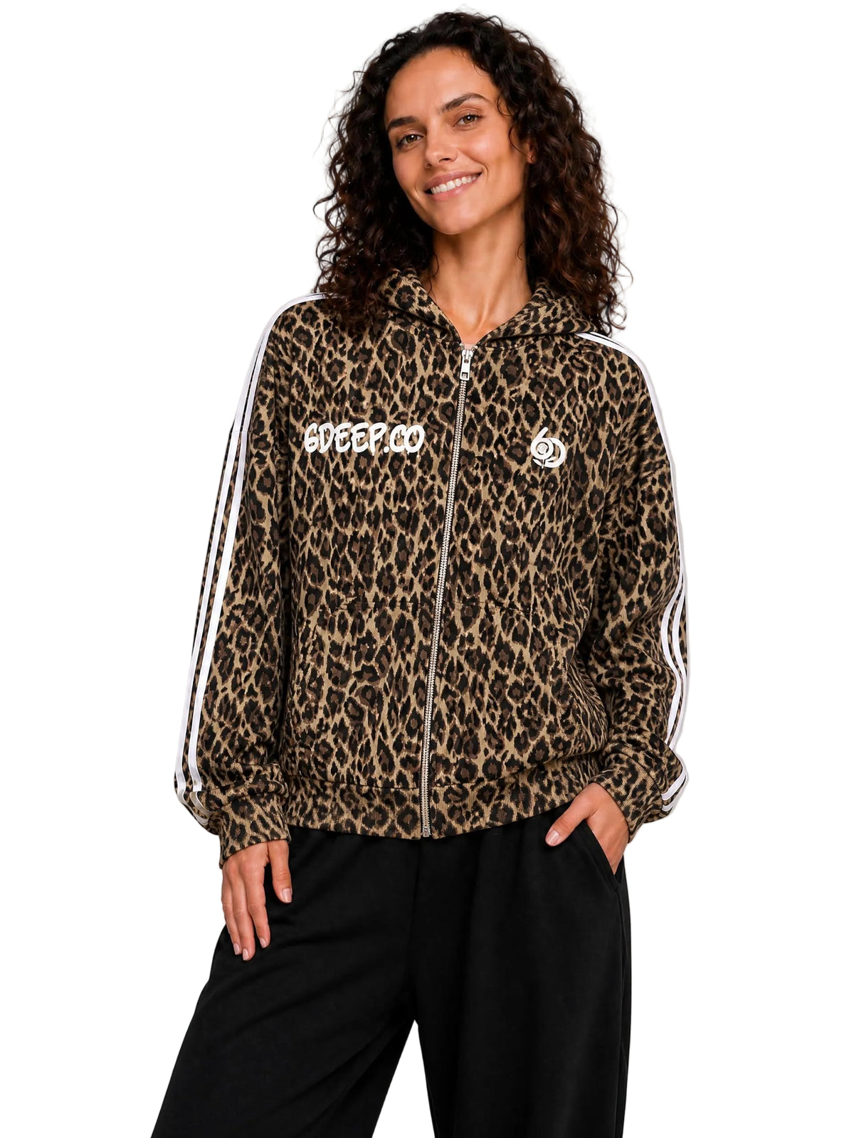 Certified Leopard Baddie  Full Zip Hoodie     (Shop The look Joggers Sold Separately)