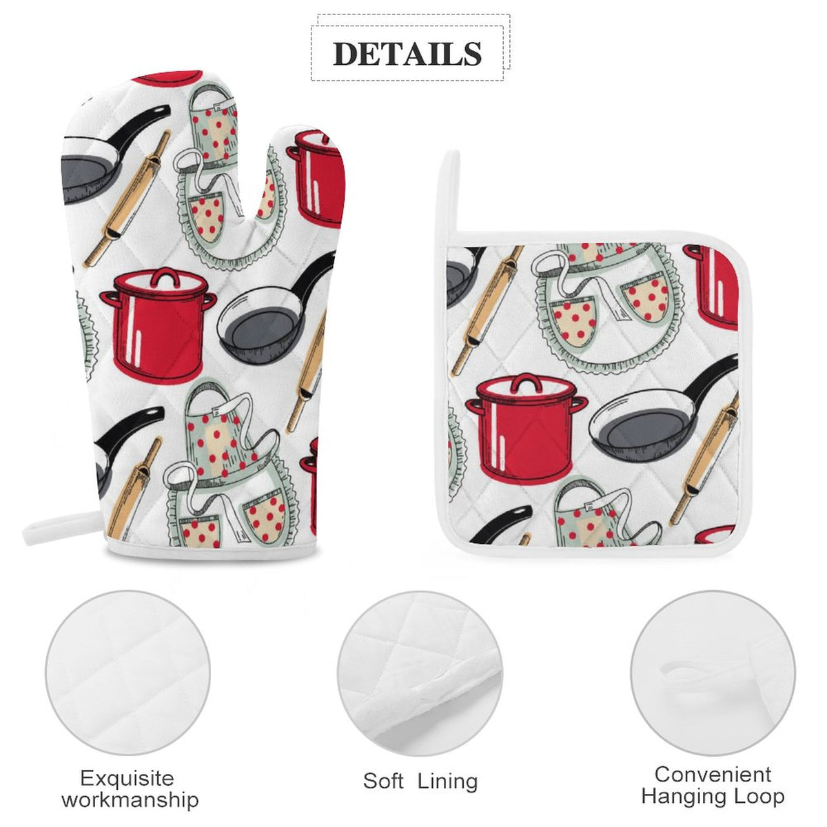 Oven Mitt & Pad Kitchen Set of 3