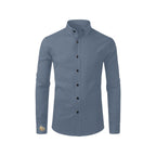 Men's Slate Steel Blue Accent Long Sleeve Button-Down Shirt