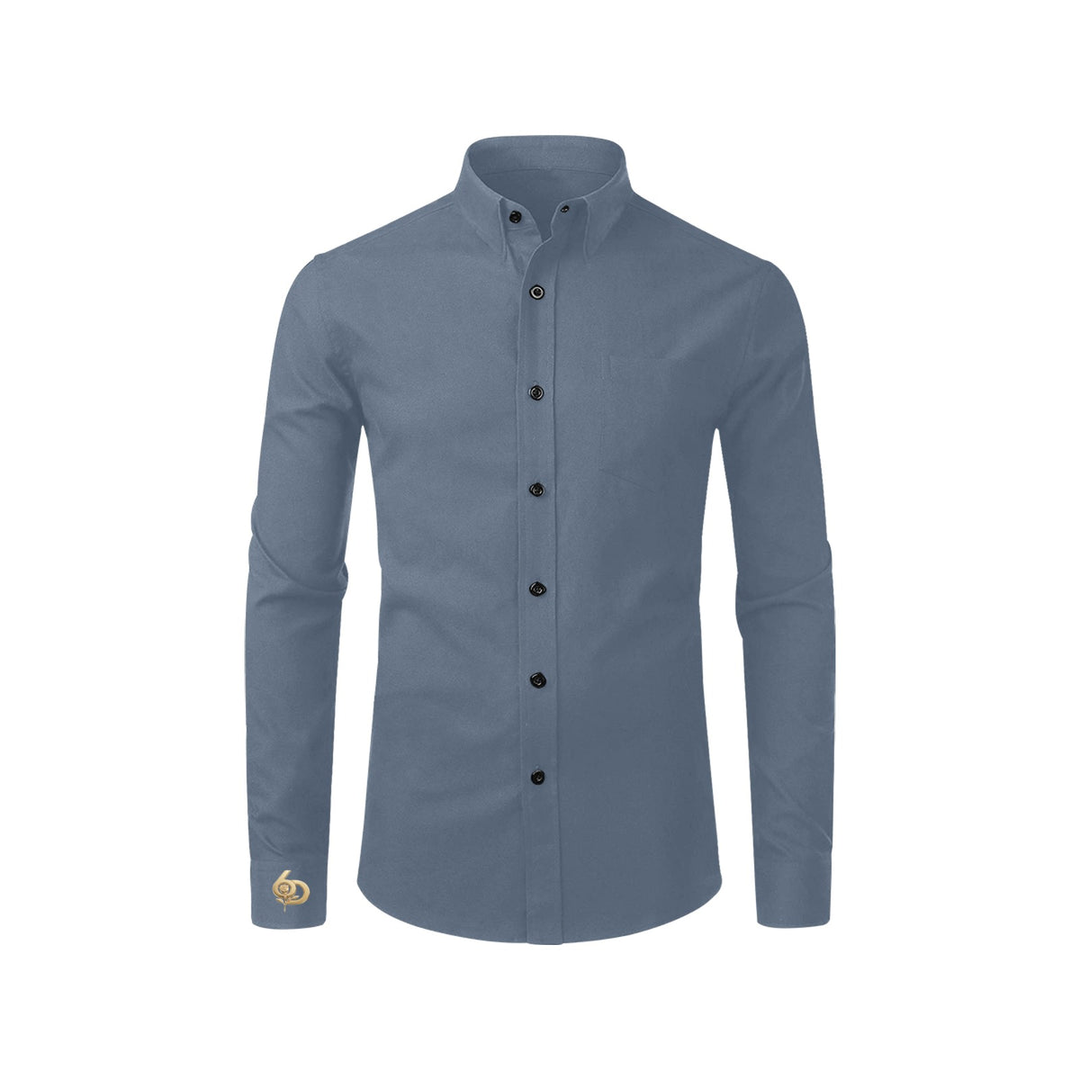 Men's Slate Steel Blue Accent Long Sleeve Button-Down Shirt