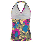 Women’s Draped Halter Top – Electric Neon Camo