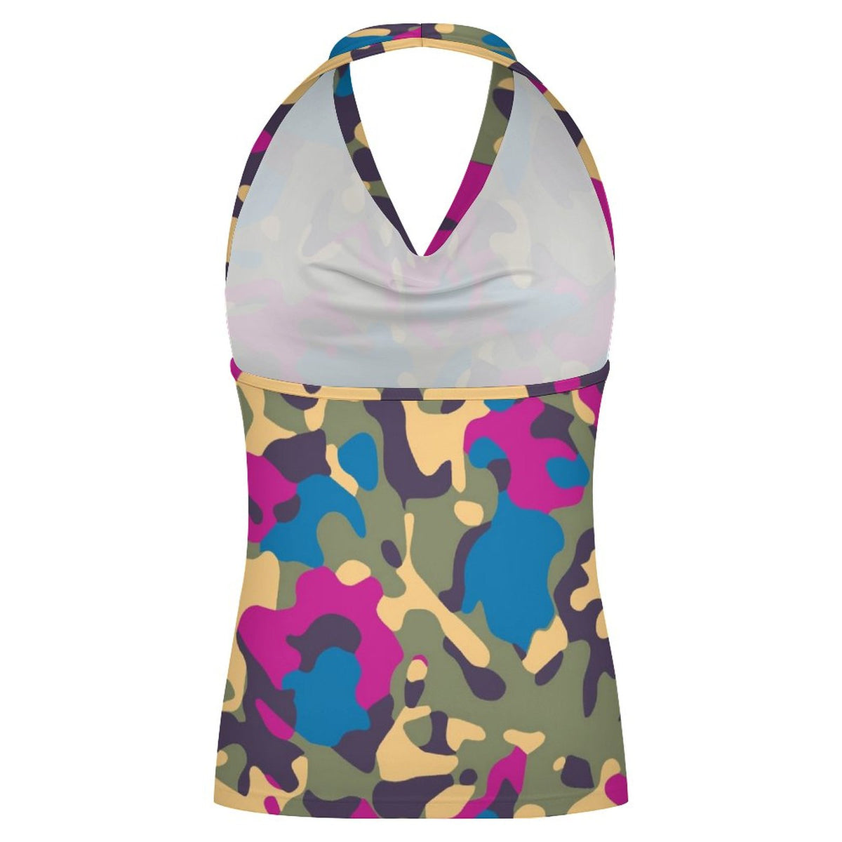 Women’s Draped Halter Top – Electric Neon Camo