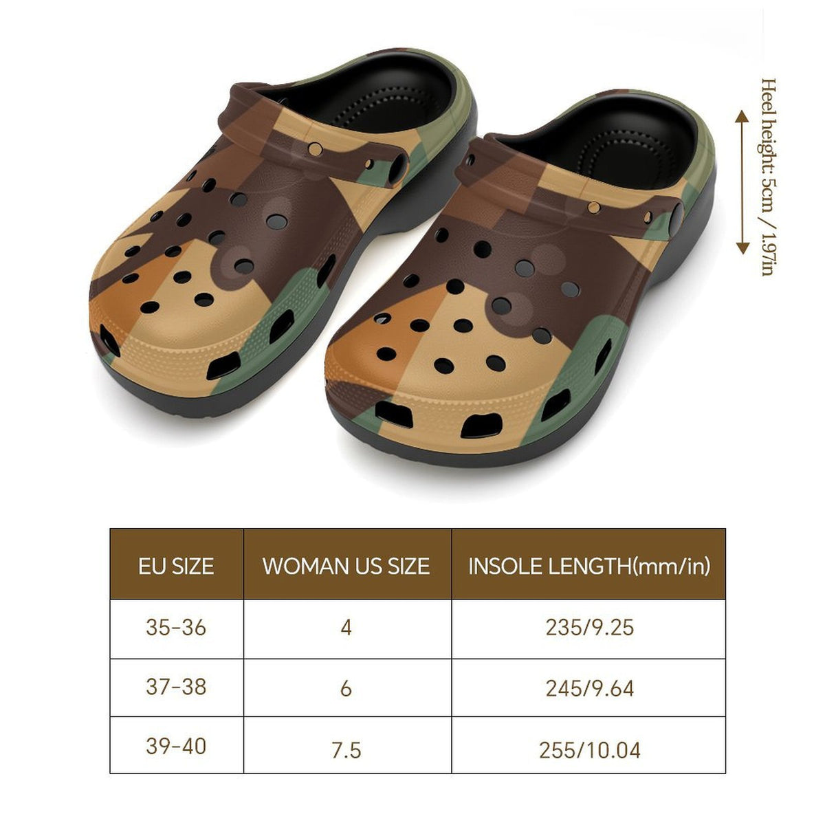 6Deep Urban Camo High-Heeled Clogs