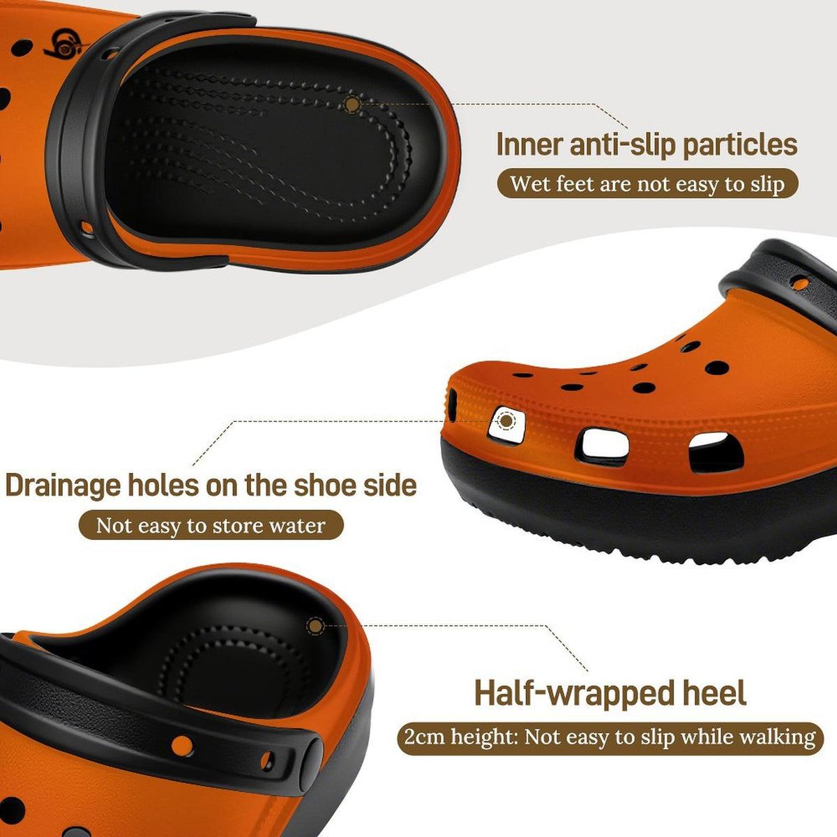 6Deep Orange Pop High-Heeled Clogs