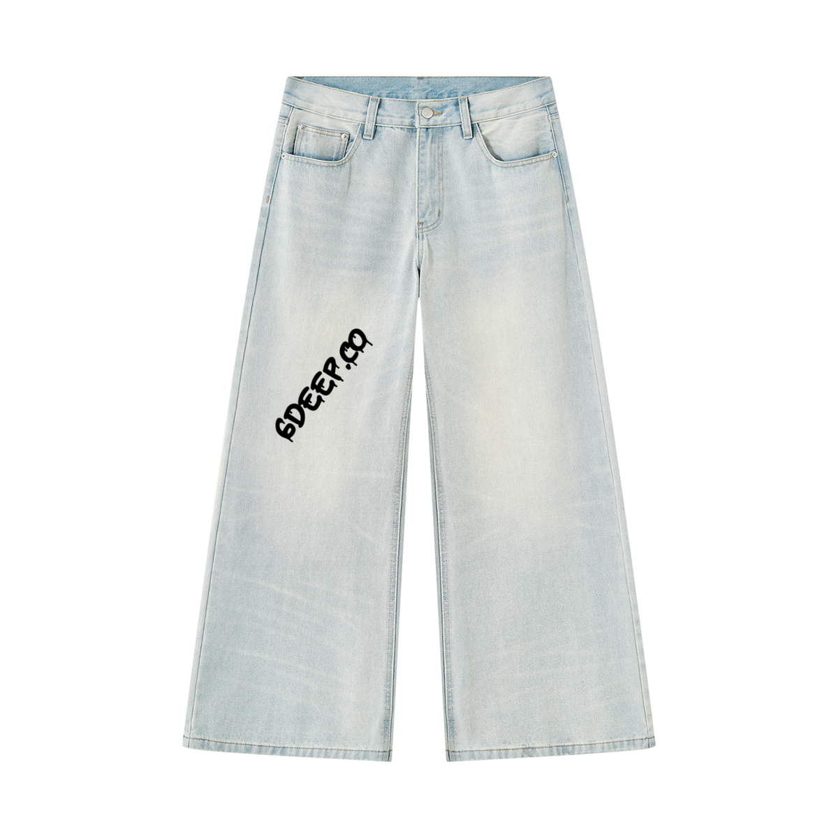 Men's 6deep Vintage Wash Wide Leg Denim Jeans