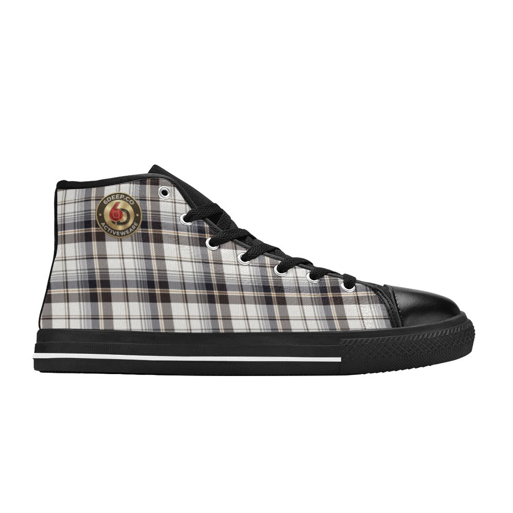Men's 6DEEP Plaid Blk Canvas High Top