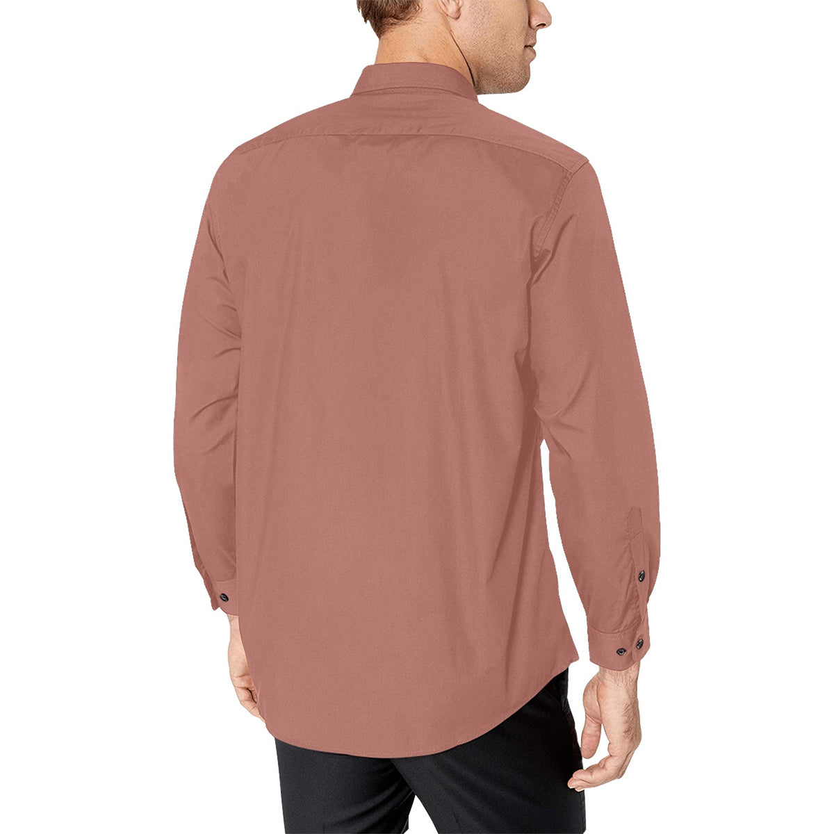 Men's Dusty Rose Accent Long Sleeve Button-Down Shirt