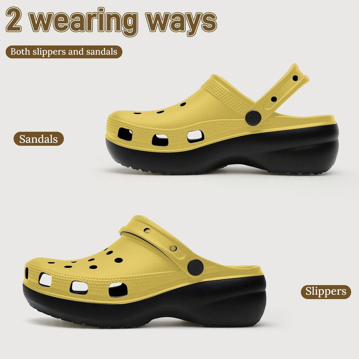 6Deep Sunny Yellow High-Heeled Clogs