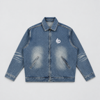 6deep Vintage Wash Zip Up Denim Jacket