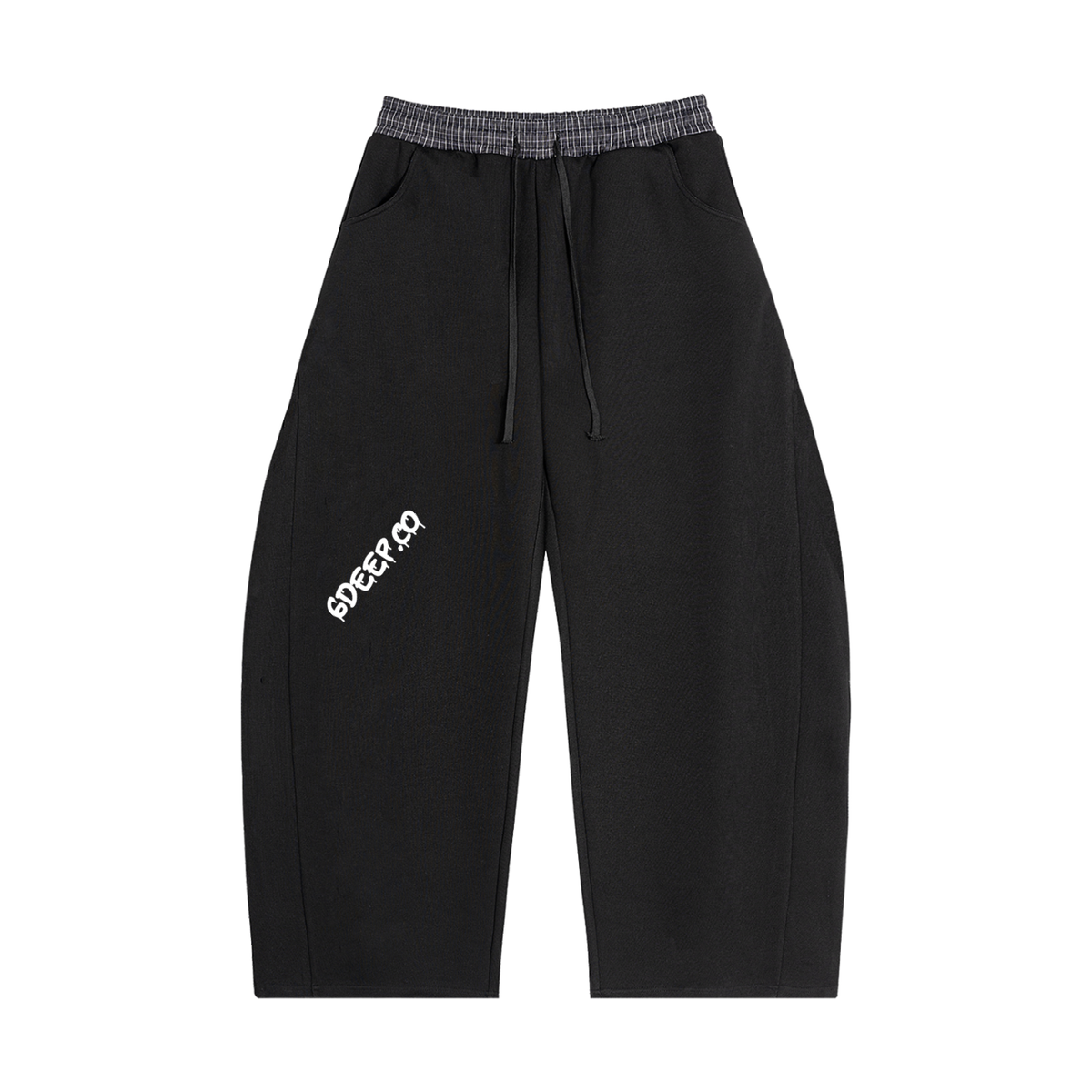 Black 6deep Plaid Waistband Barrel Sweatpants (Shop The look Hoodie Sold Separately)