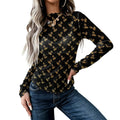 100gsm High Neck Mesh Top For Women(All-Over Printing) black