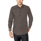 Men's Espresso Mocha Accent Long Sleeve Button-Down Shirt