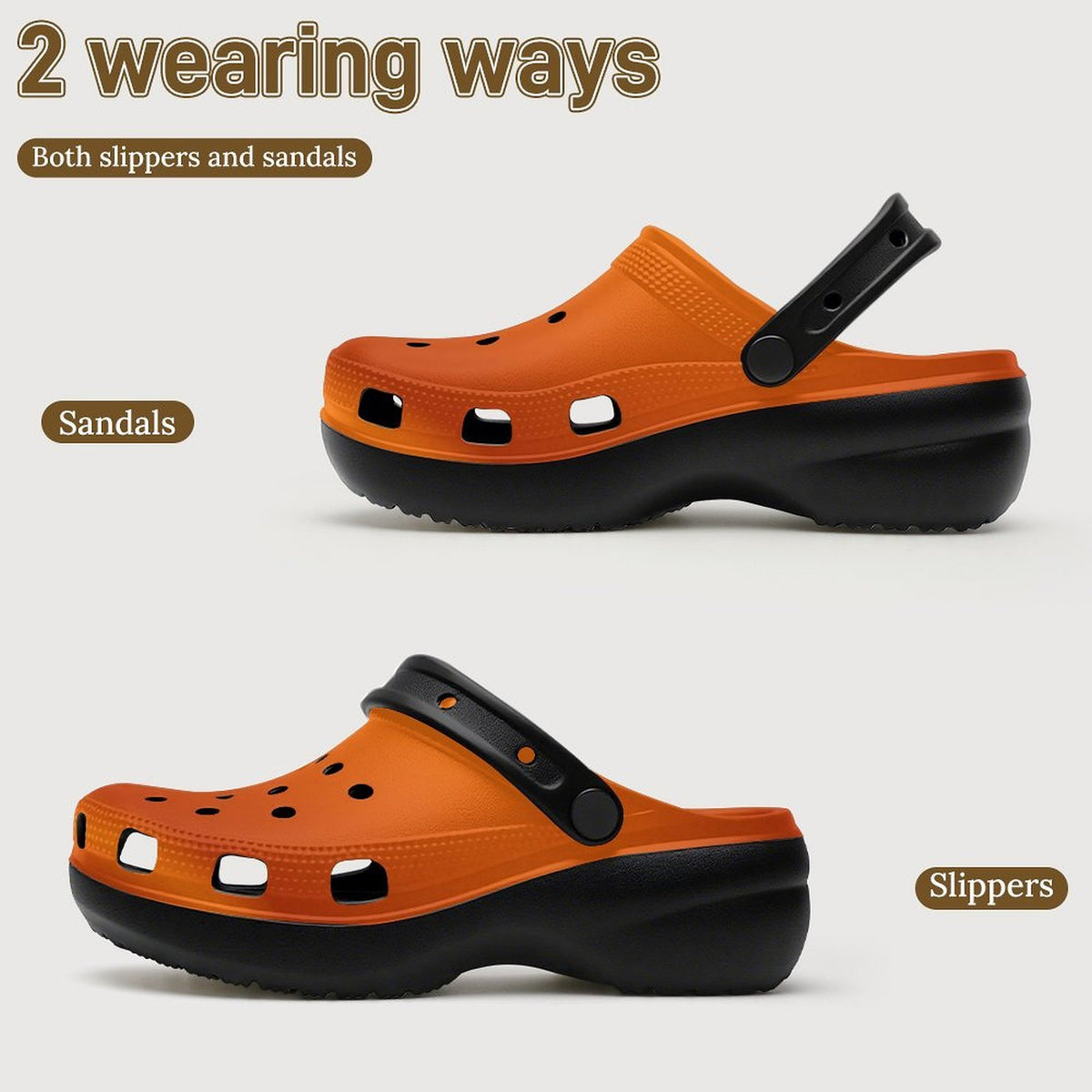 6Deep Orange Pop High-Heeled Clogs