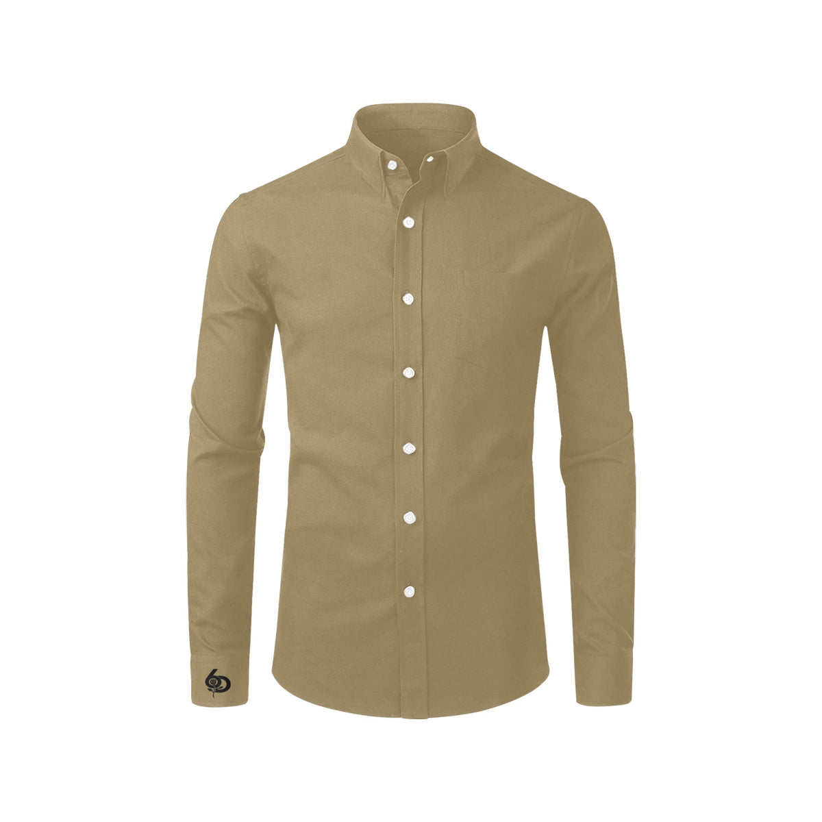 Men's Terracotta Accent Long Sleeve Button-Down Shirt
