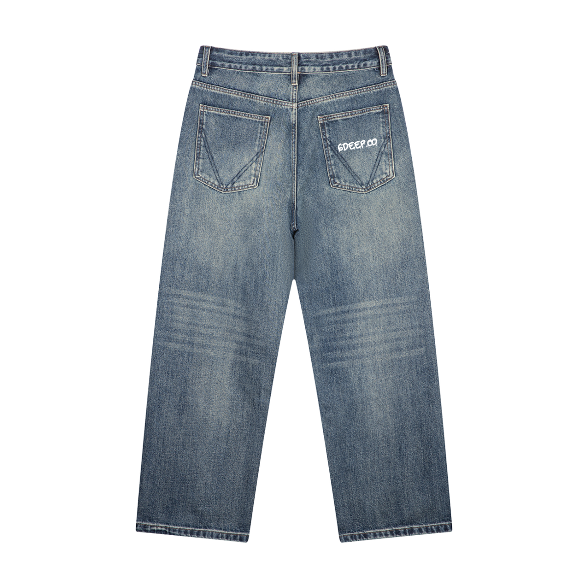 Men's 6deep Light Wash Straight Leg Denim Jeans