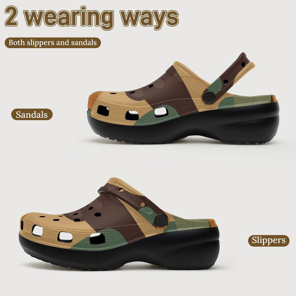 6Deep Urban Camo High-Heeled Clogs