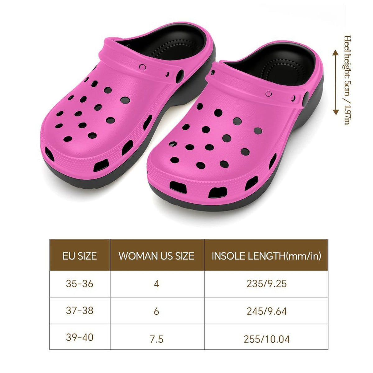 6Deep Bubblegum Pink High-heeled Clogs