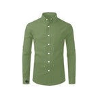 Men's Olive Green Accent Long Sleeve Button-Down Shirt