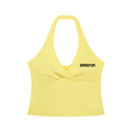 Women’s Ruched Halter Yoga Tank Top Yellow