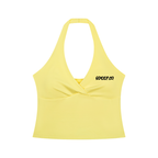 Women’s Ruched Halter Yoga Tank Top Yellow