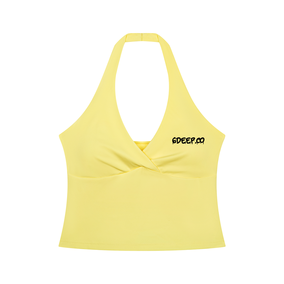 Women’s Ruched Halter Yoga Tank Top Yellow