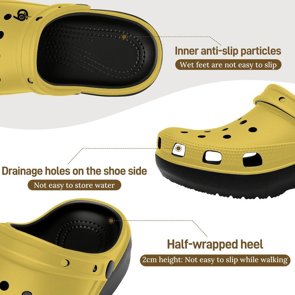 6Deep Sunny Yellow High-Heeled Clogs