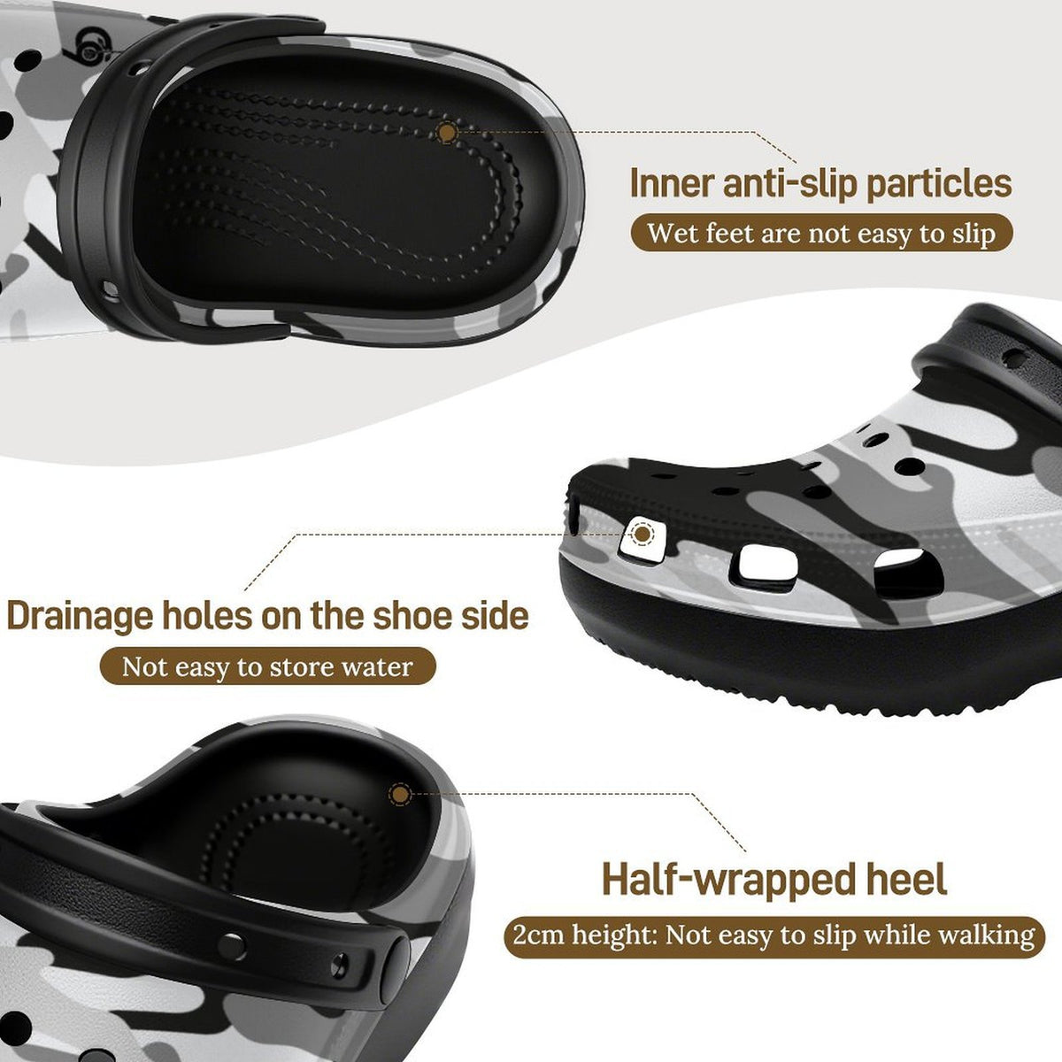 6Deep Urban Camo High-Heeled Clogs