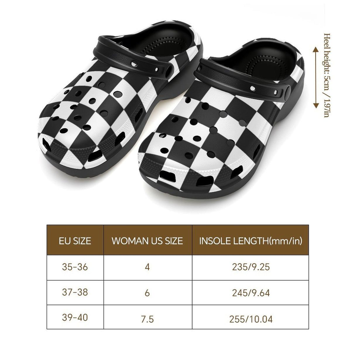 6Deep Checkmate High-Heeled Clogs