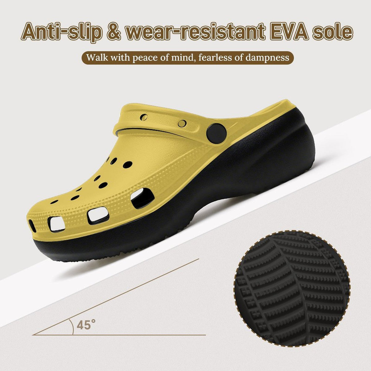 6Deep Solar Yellow High-heeled Clogs