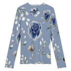 Frosted Botanical Sheer Mock Neck Top