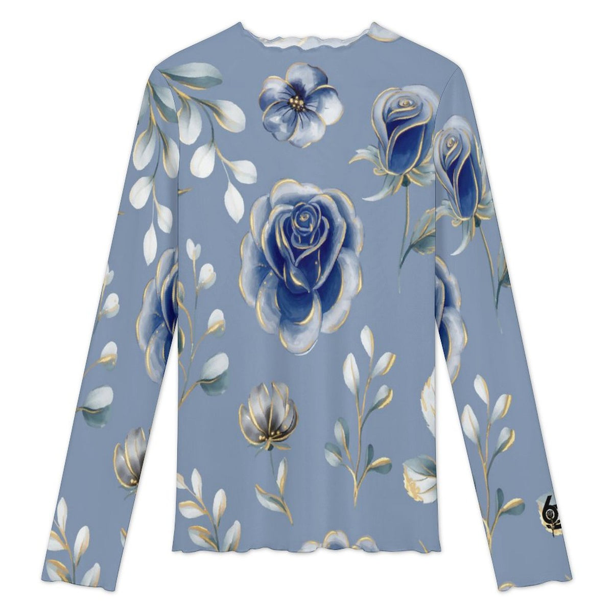 Frosted Botanical Sheer Mock Neck Top