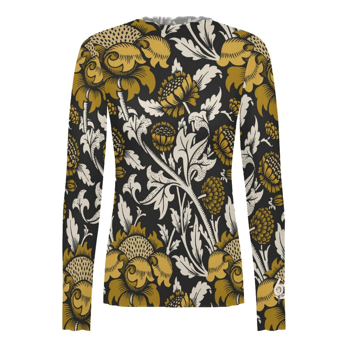 Gilded Flora Sheer Mock Neck Top